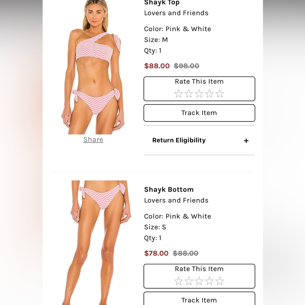 Lovers and Friends from Revolve. Paid $179. Small bottom, medium top.